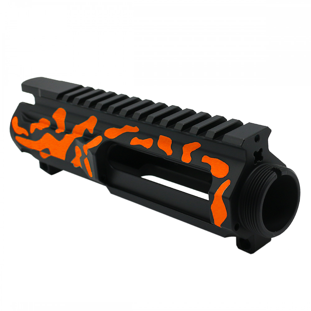 CERAKOTE CAMO| AR-15/47/9/300 Billet Upper Receiver|Black and Hunter Orange (Made in USA)
