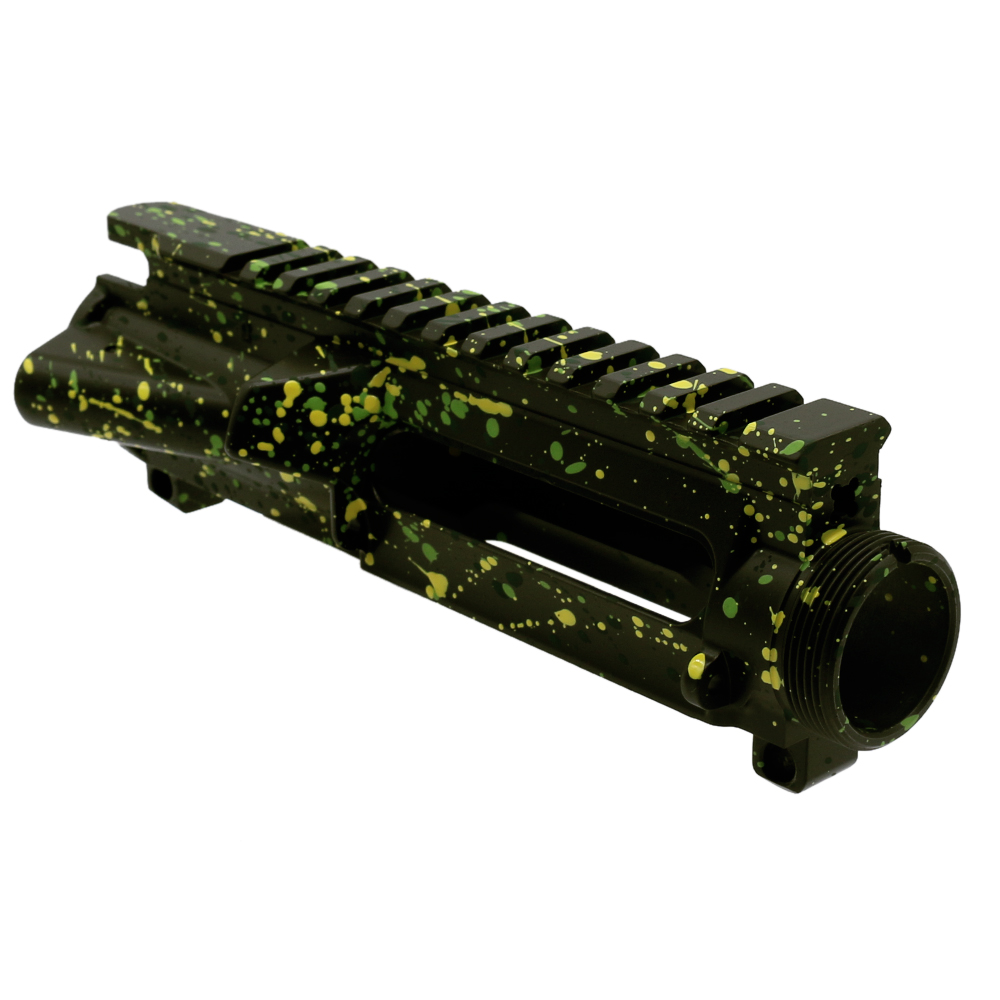 Cerakote Splatter | AR-15 Mil-Spec Upper Receiver - Base OD Green - Pattern - Highland Green - Lemon Zest - Zombie Green - Made in U.S.A