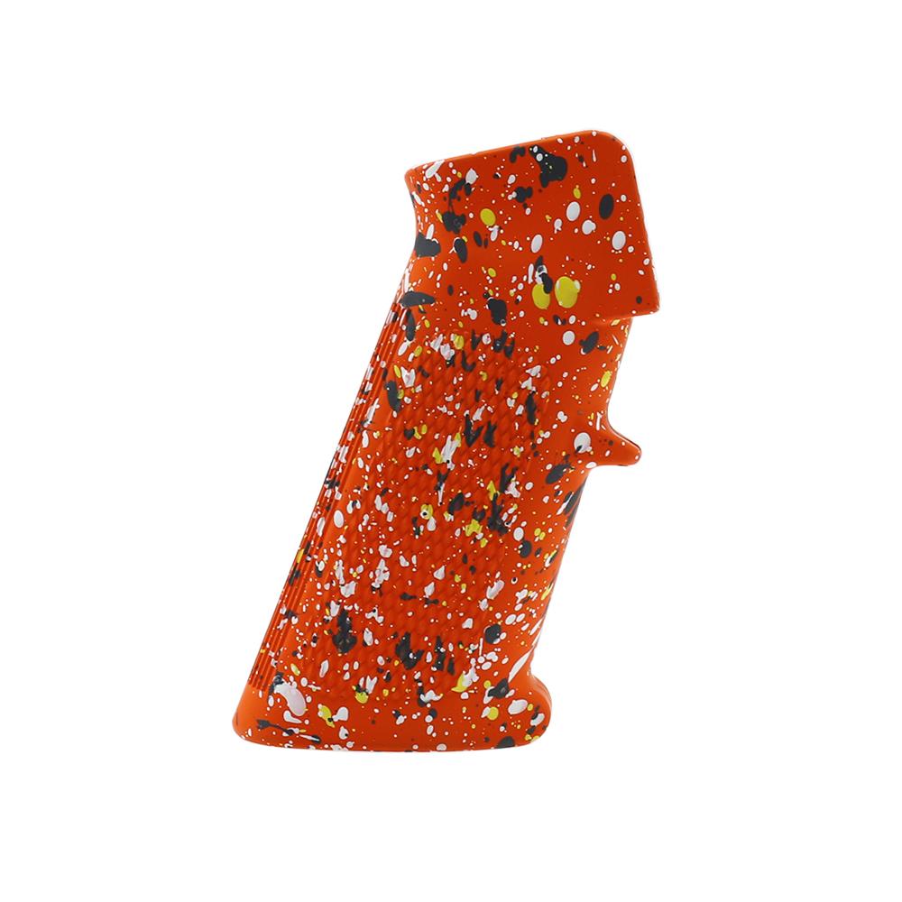 CERAKOTE SPLATTER | AR STANDARD A2 PISTOL GRIP - BASE HUNTER ORANGE - PATTERN - SNIPER GRAY - BRIGHT WHITE - LEMON ZEST