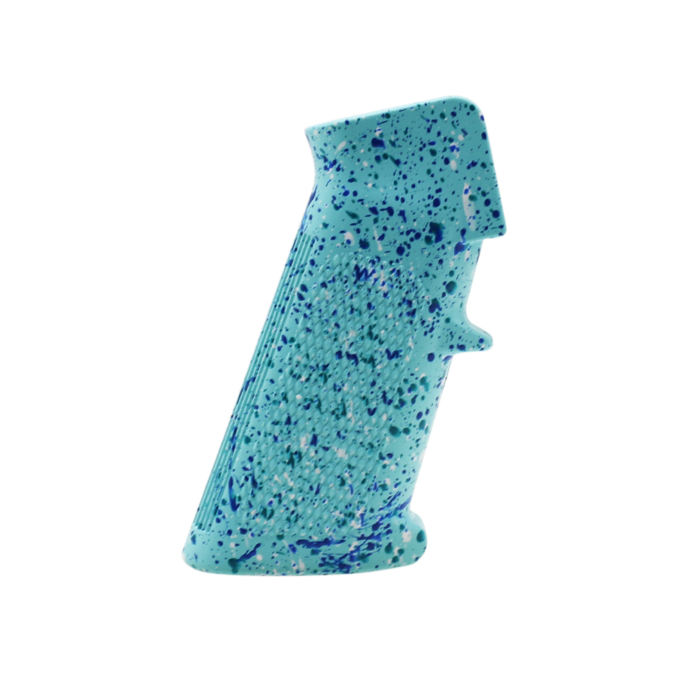 CERAKOTE SPLATTER | AR STANDARD A2 PISTOL GRIP - BASE ROBINS EGG - PATTERN - AQUA TEAL - BLUE FLAME - BRIGHT WHITE CERAKOTE SPLATTER | AR STANDARD A2 PISTOL GRIP - BASE ROBINS EGG - PATTERN - AQUA TEAL - BLUE FLAME - BRIGHT WHITE