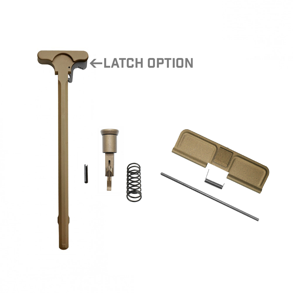 AR-10/LR-308 Charging Handle, Forward Assist and Ejection Cover Door Cerakote Burnt Bronze LATCH OPTION