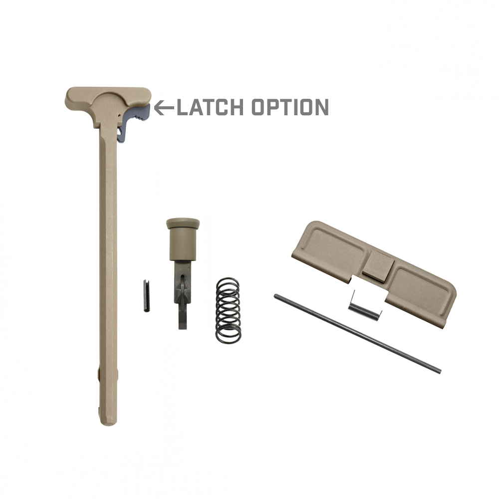 AR-10/LR-308 Charging Handle, Forward Assist and Ejection Cover Door Cerakote FDE LATCH OPTION