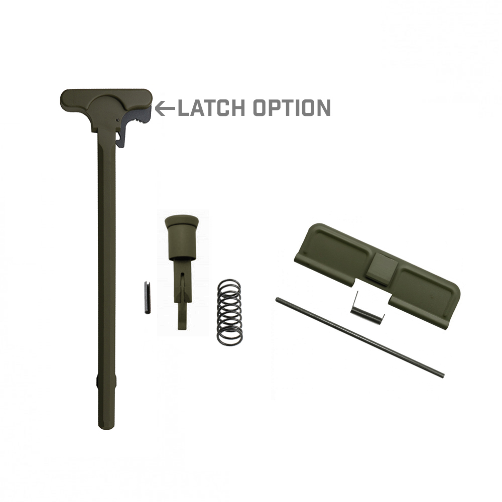 AR-10/LR-308 Charging Handle, Forward Assist and Ejection Cover Door Cerakote ODG LATCH OPTION
