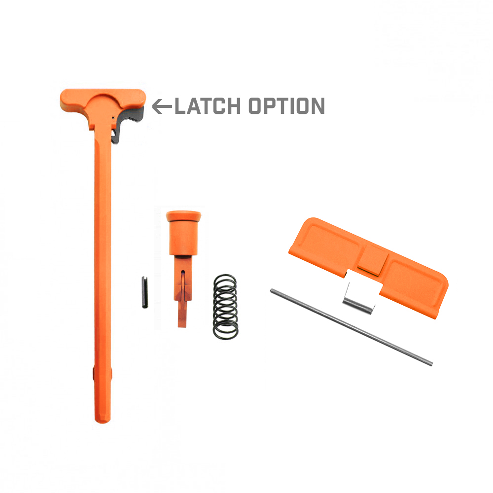 AR-10/LR-308 Charging Handle Forward Assist and Ejection Cover Door Cerakote Hunter Orange-Latch Option