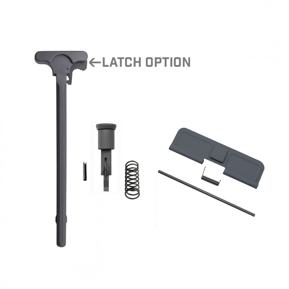 AR-10/LR-308 Charging Handle, Forward Assist and Ejection Cover Door Cerakote Sniper Grey LATCH OPTION