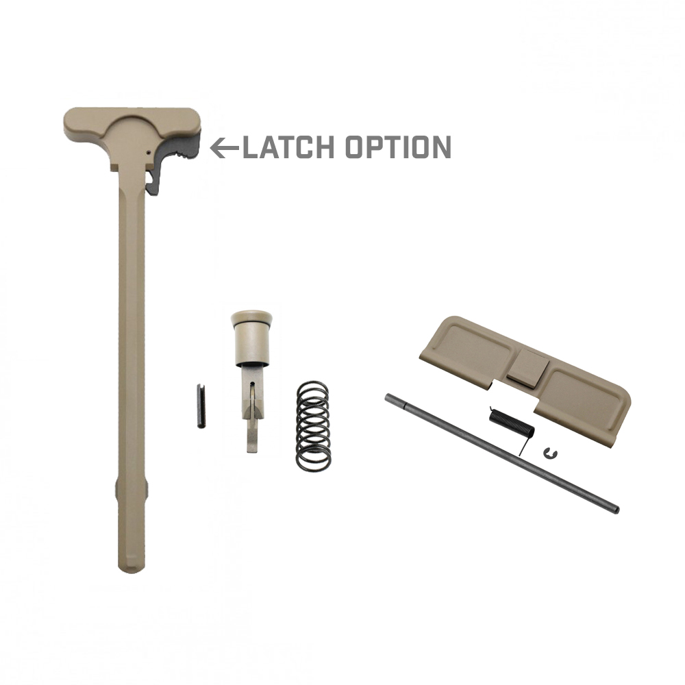AR-15 Charging Handle Forward Assist and Ejection Cover Door Cerakote FDE with LATCH OPTION