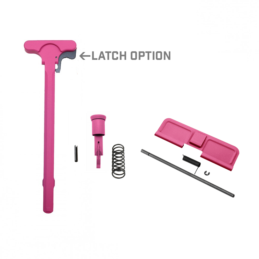 AR-15 Charging Handle Forward Assist and Ejection Cover Door Cerakote Pink with LATCH OPTION
