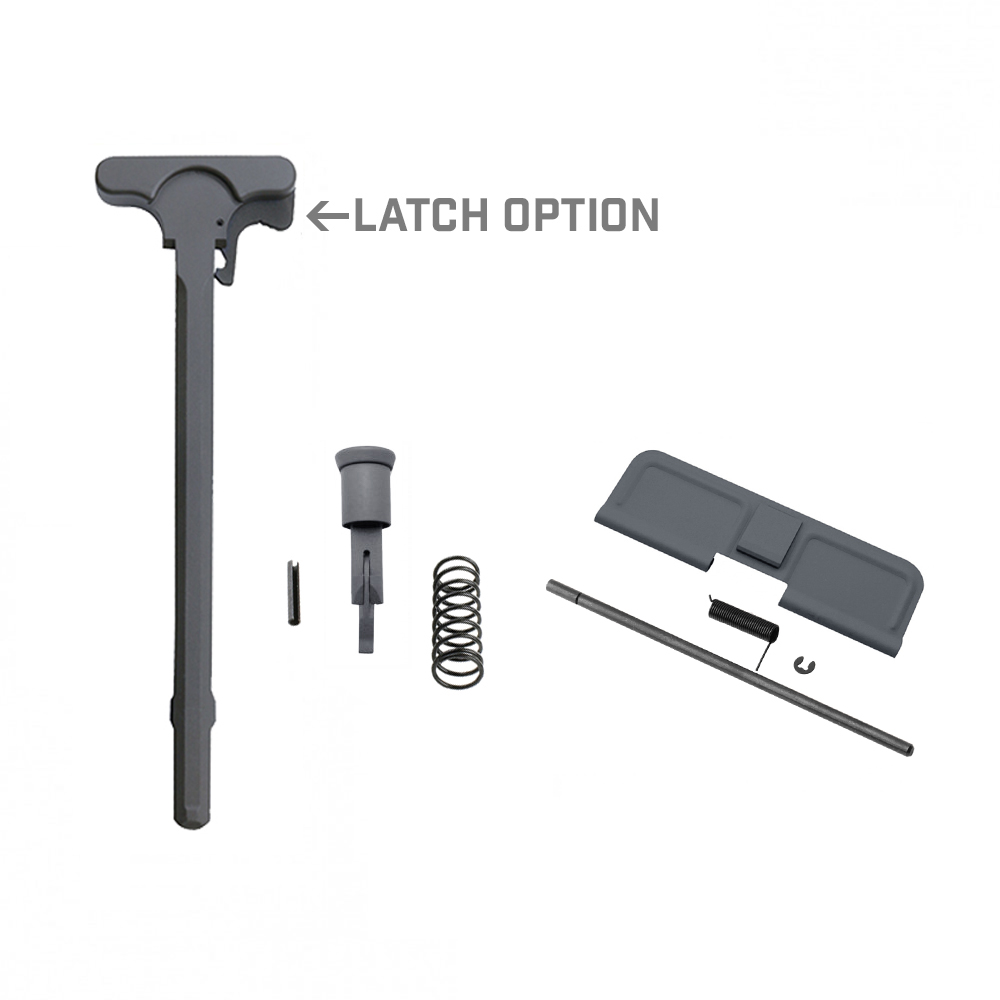 AR-15 Charging Handle Forward Assist and Ejection Cover Door Cerakote Sniper Gray with LATCH OPTION