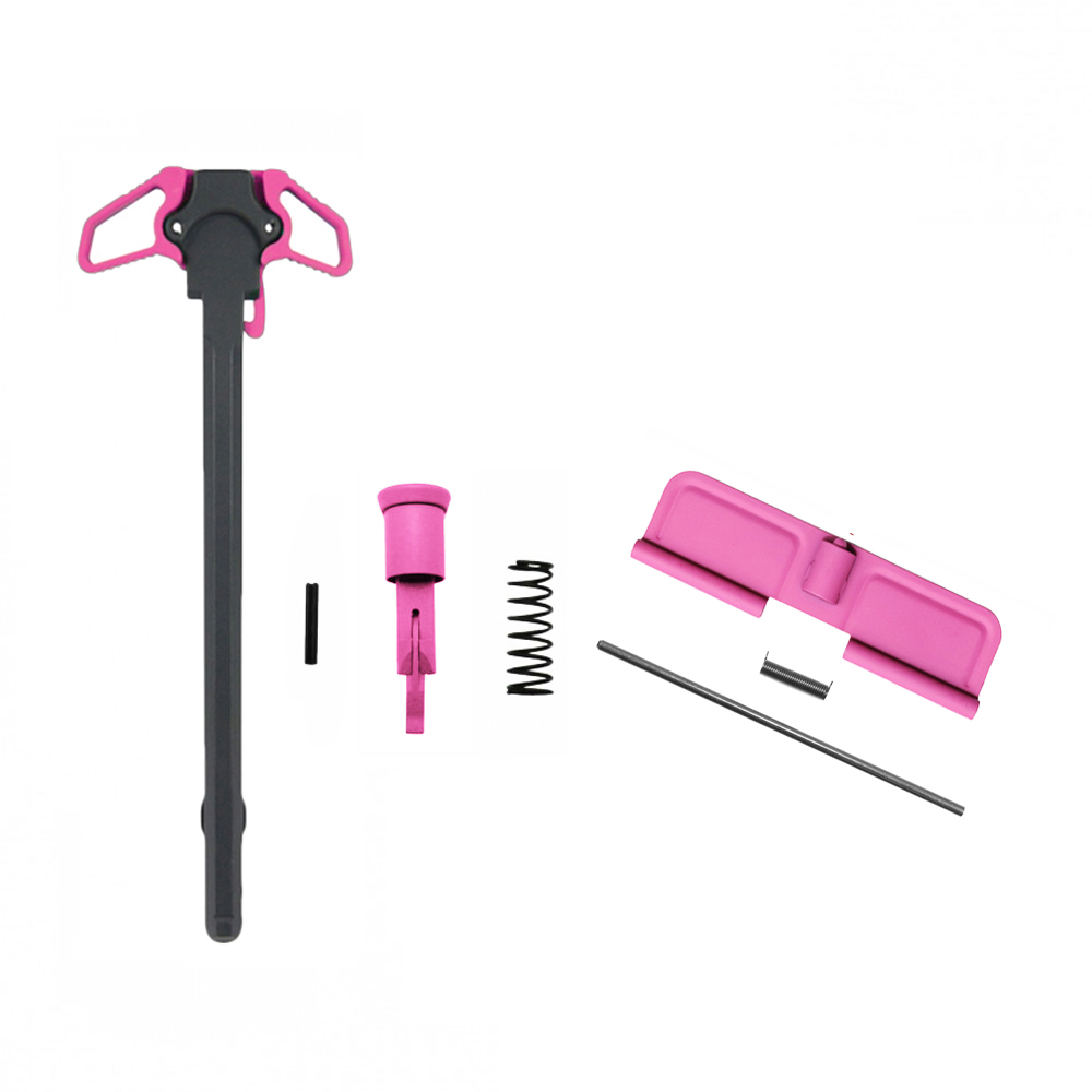 AR-10/LR-308 Charging Handle Ambidextrous Forward Assist and Ejection Cover Door - Cerakote Pink