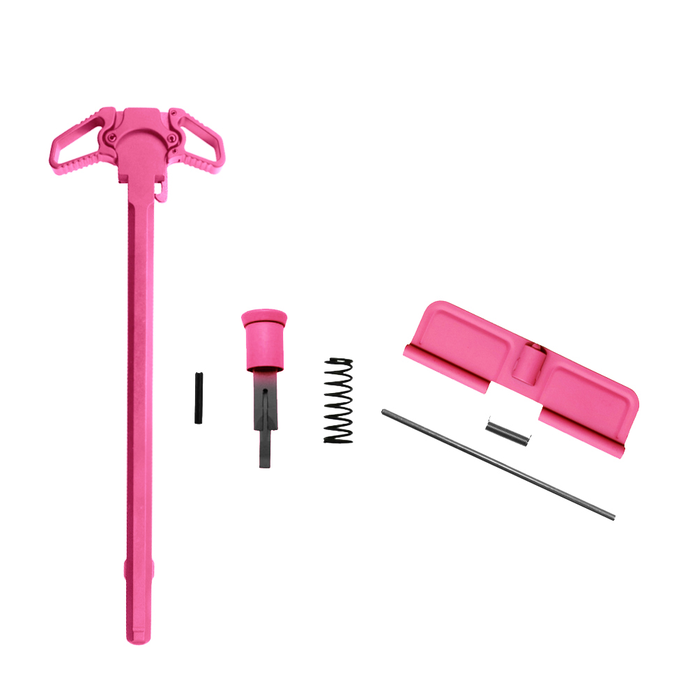 AR-10/LR-308 Charging Handle Ambidextrous Forward Assist and Ejection Cover Door - Cerakote Pink