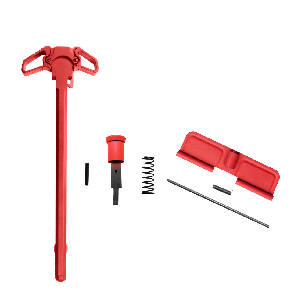 AR-10/LR-308 Charging Handle Ambidextrous Forward Assist and Ejection Cover Door - Cerakote Red