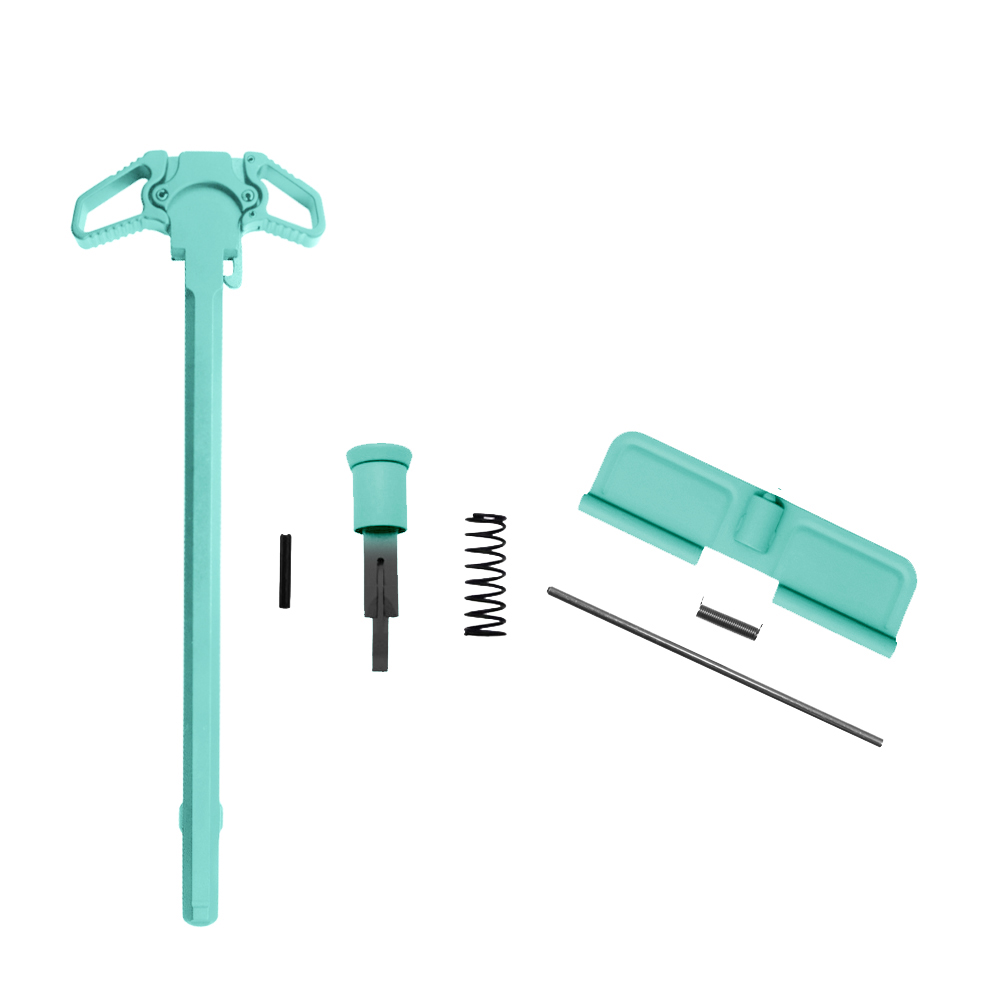 AR-10/LR-308 Charging Handle Ambidextrous Forward Assist and Ejection Cover Door - Cerakote Robins Egg