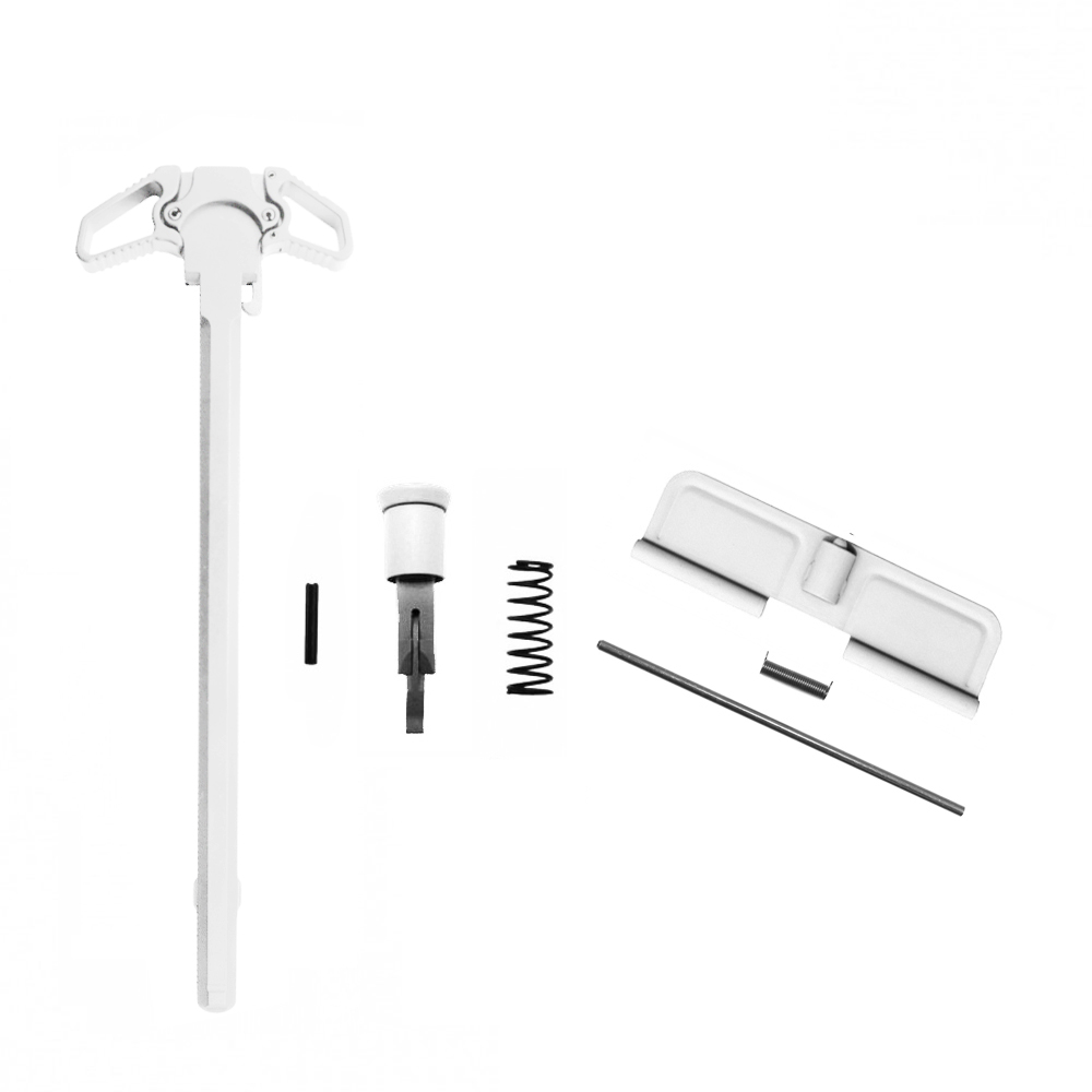 AR-10/LR-308 Charging Handle Ambidextrous Forward Assist and Ejection Cover Door - Cerakote Bright White