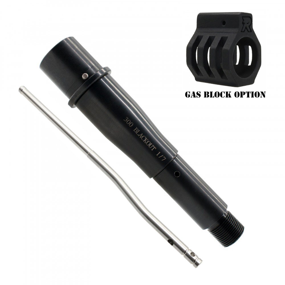300 Black AAC 5'' Pistol Length Barrel 1:7 Twist Nitride and Micro Gas Tube W/ Gas Block Options (Made in USA)