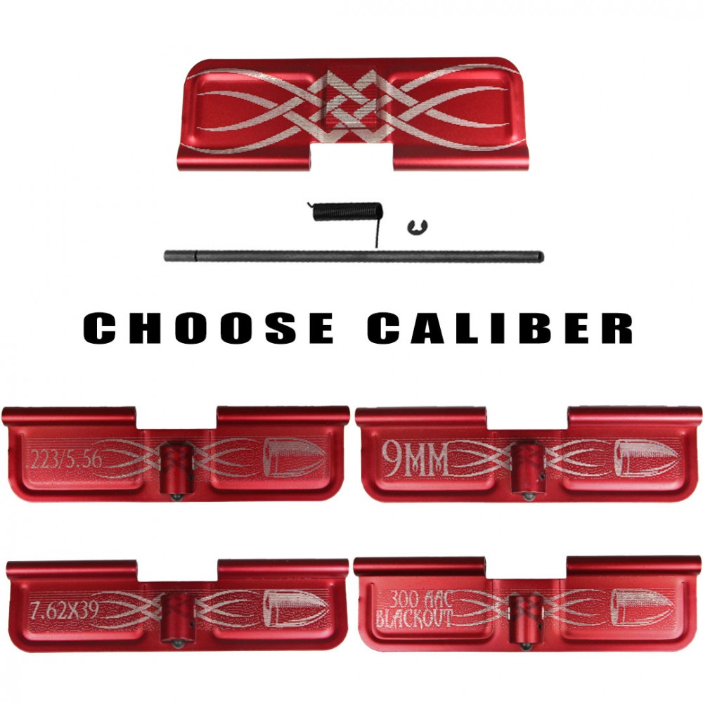 AR-15 Tribal Dust Cover W/ Option Caliber Engraving - Red