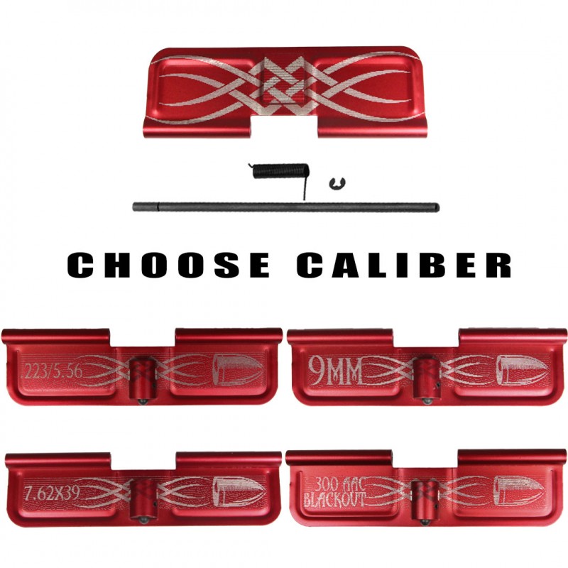AR-15 Tribal Dust Cover W/ Option Caliber Engraving - Red
