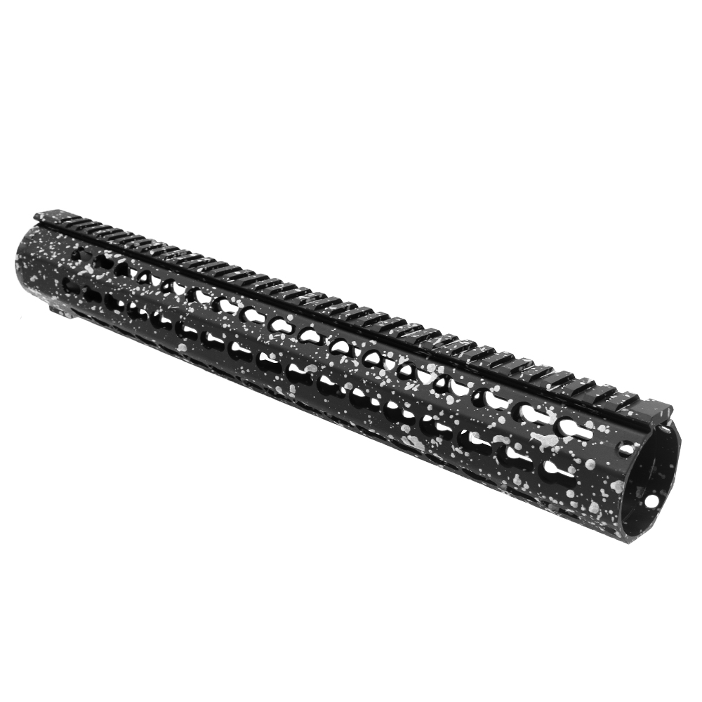 Cerakote Splatter | AR-15 Keymod 16" Extra Long Free Float Handguard - Base Black - Pattern - Glacier Silver
