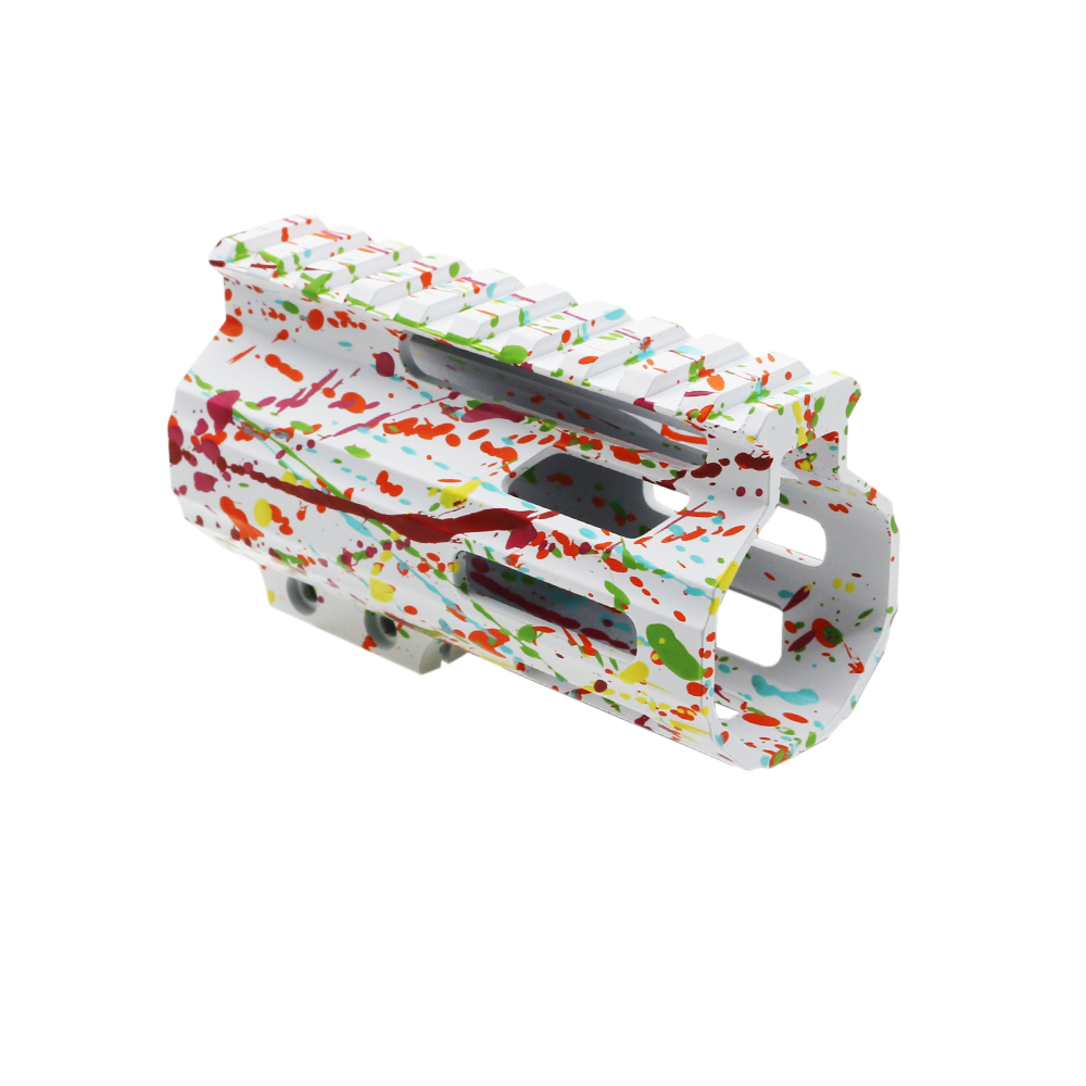 CERAKOTE SPLATTER | AR-15 4" Parallelogram M-Lok Handguard | BASE BRIGHT WHITE- PATTERN- RGB-RED-PNK-ORG-LEM-ZBG - Made in USA
