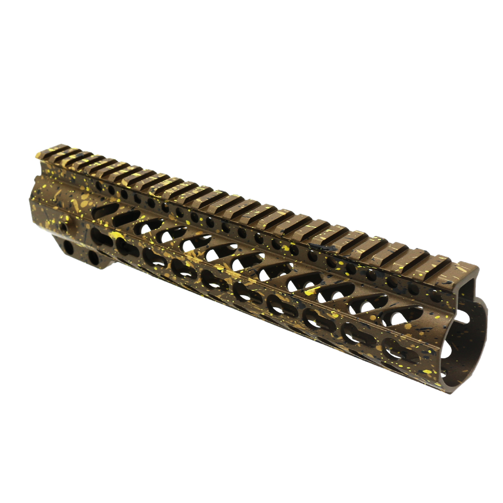 Cerakote Splatter | AR-15 10" Super Slim Light Keymod Free Float Handguard - Pattern - Gold - Black - Lemon Zest