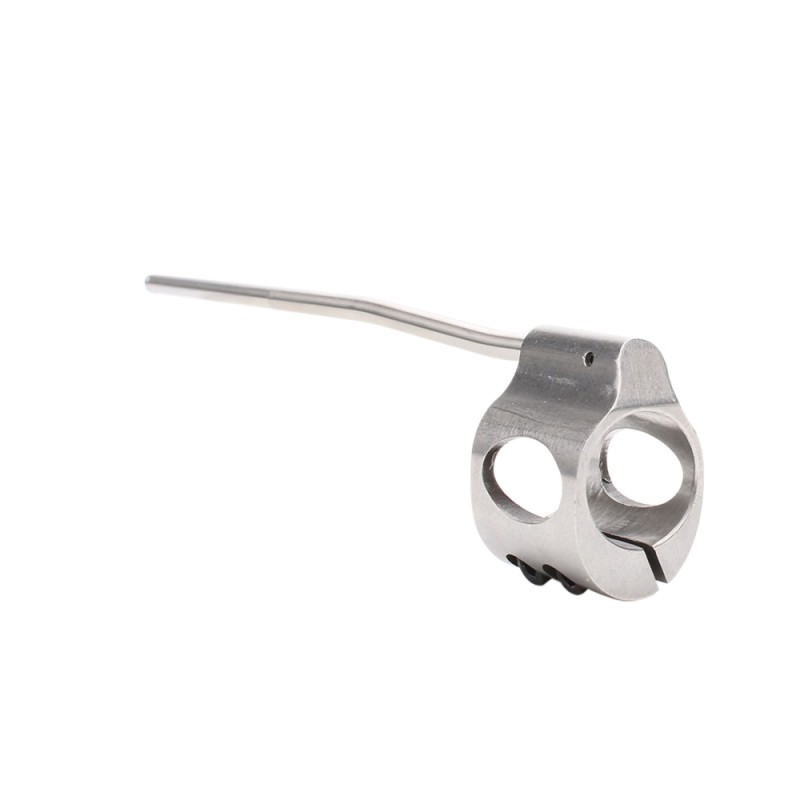 .750 Stainless Low Profile Steel Clamp-On Gas Block and  Sliver Pistol Length Gas Tube - Assembled 