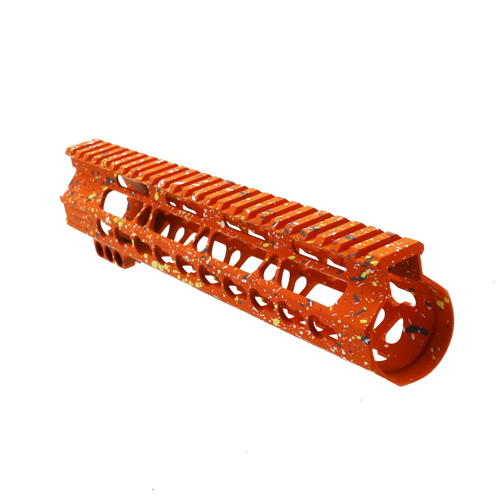 Cerakote Splatter| AR-15 10'' Clamp On Free Float Keymod Handguard - Base Hunter Orange - Pattern - Sniper Gray - Bright White - Lemon Zest