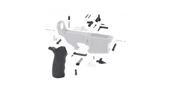 Lower Reciver Part Kit AR-15 Lower Receiver Parts Kit W/ Overmolded Rubber Pistol Grip- Black ...