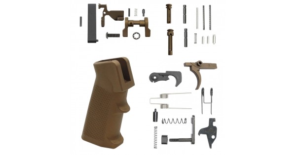 AR-15 Lower Parts Kit w/ Cerakote Burnt Bronze (SAFETY AND GRIP OPTION)