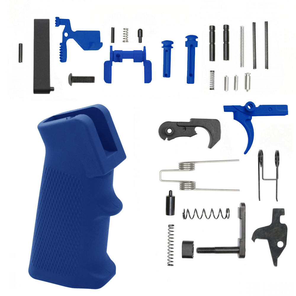 AR-15 Lower Parts Kit w/ Cerakote BLUE FLAME (SAFETY AND GRIP OPTION)