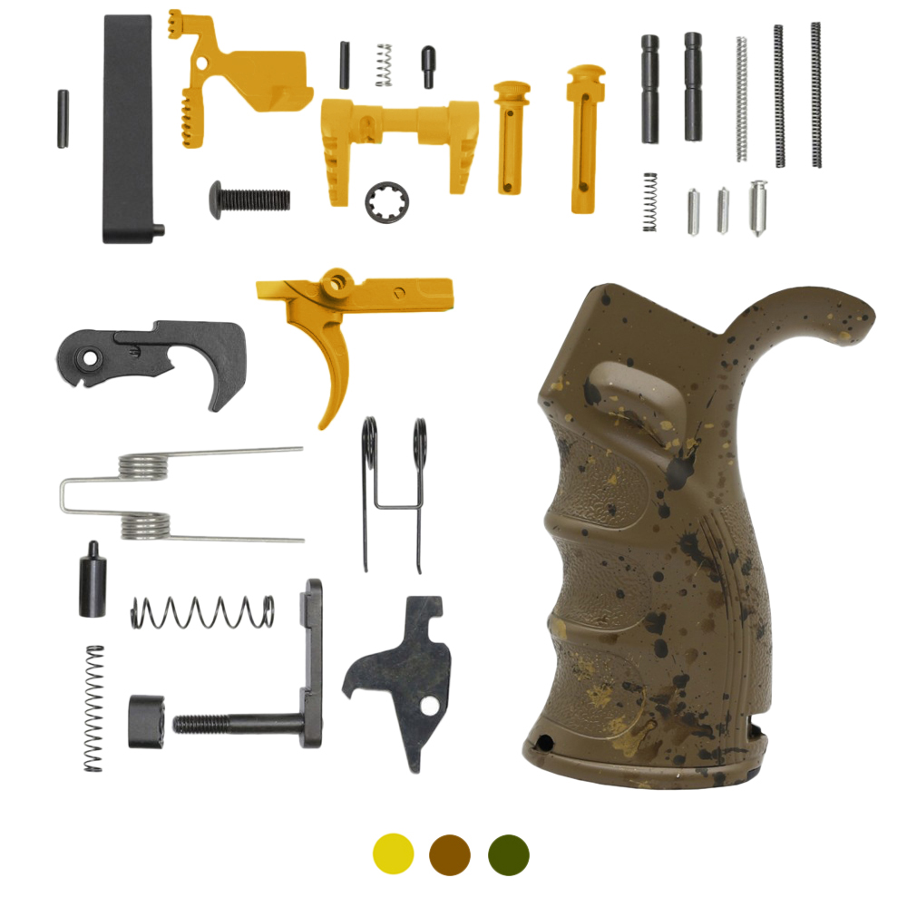 AR-15 Lower Parts Kit w/ Cerakote FDE Splatter Grip (COLOR OPTION)