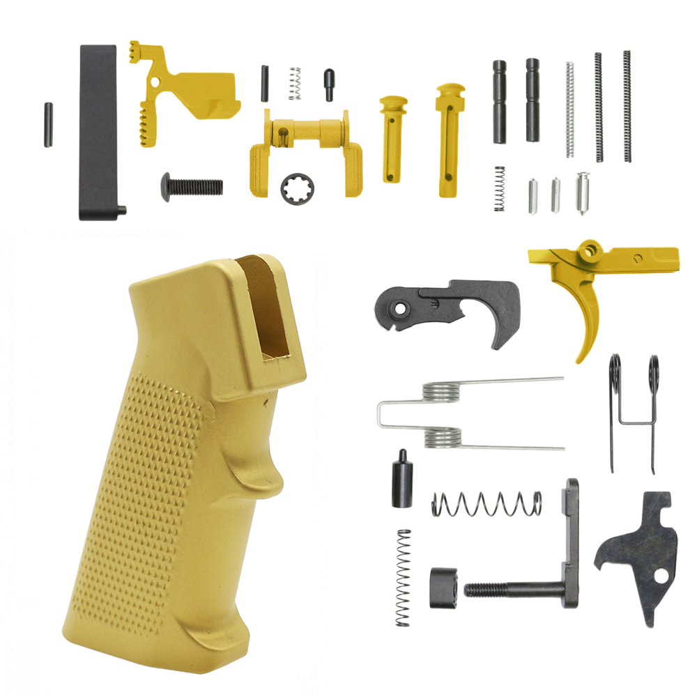 AR-15 Lower Parts Kit w/ Cerakote GOLD (SAFETY AND GRIP OPTION)