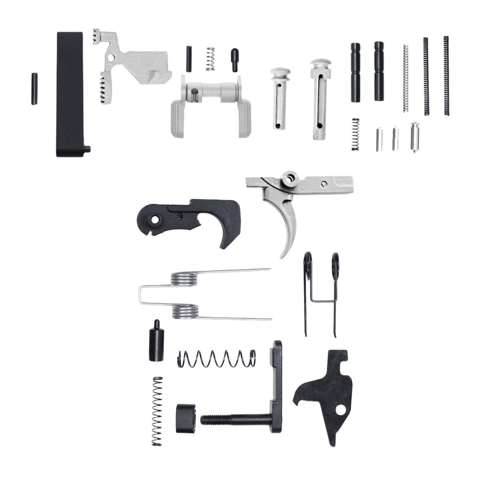 CERAKOTE GLACIER SILVER | AR-15 Lower Receiver Parts Kit (Without Grip & Screw) 