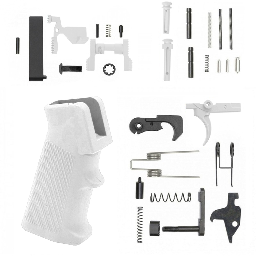 AR-15 Lower Parts Kit w/ Cerakote Bright White (SAFETY AND GRIP OPTION)