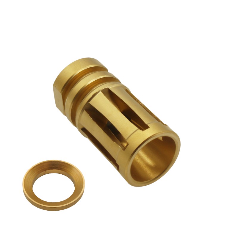 AR-15/.223/5.56 A2 Muzzle Brake for 1/2"x28 Pitch - 5 Ports - Gold Finish 
