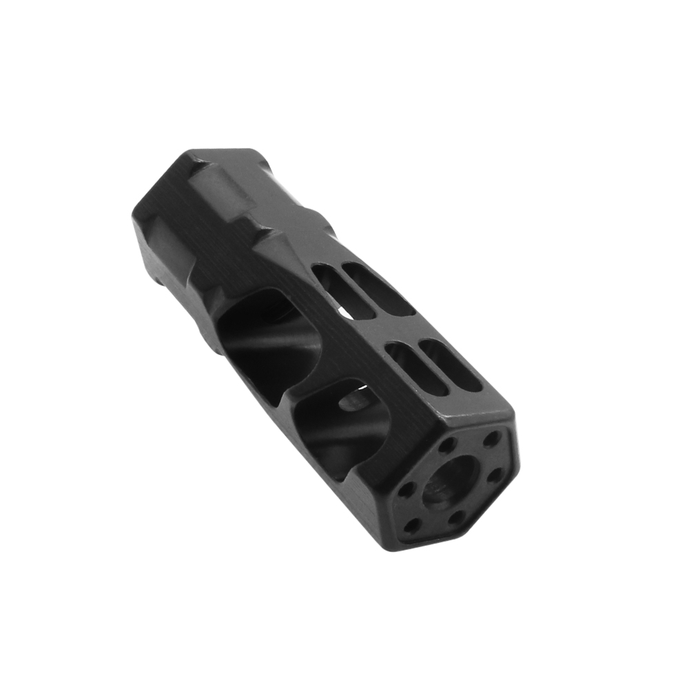 AR-15 Hexagon Muzzle Brake 1/2x28" Black Nitride-(Made in USA)