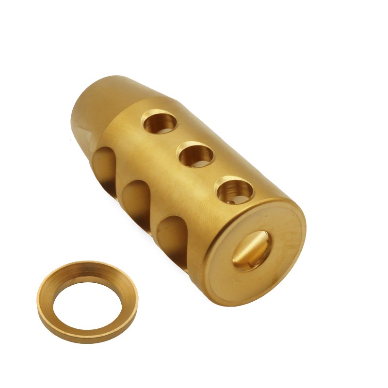 AR-15/.223/5.56 Compact Muzzle Brake for 1/2"x28 Pitch  -  Gold Finish