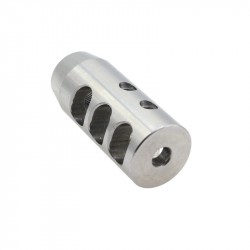 AR-15 Compact Stainless Muzzle Brake 1/2"x28 Pitch-Two Hole Top Port 