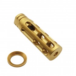 AR-15/.223/5.56 Compact Muzzle Brake 16 Holes for 1/2"x28 Pitch  -  Gold Finish