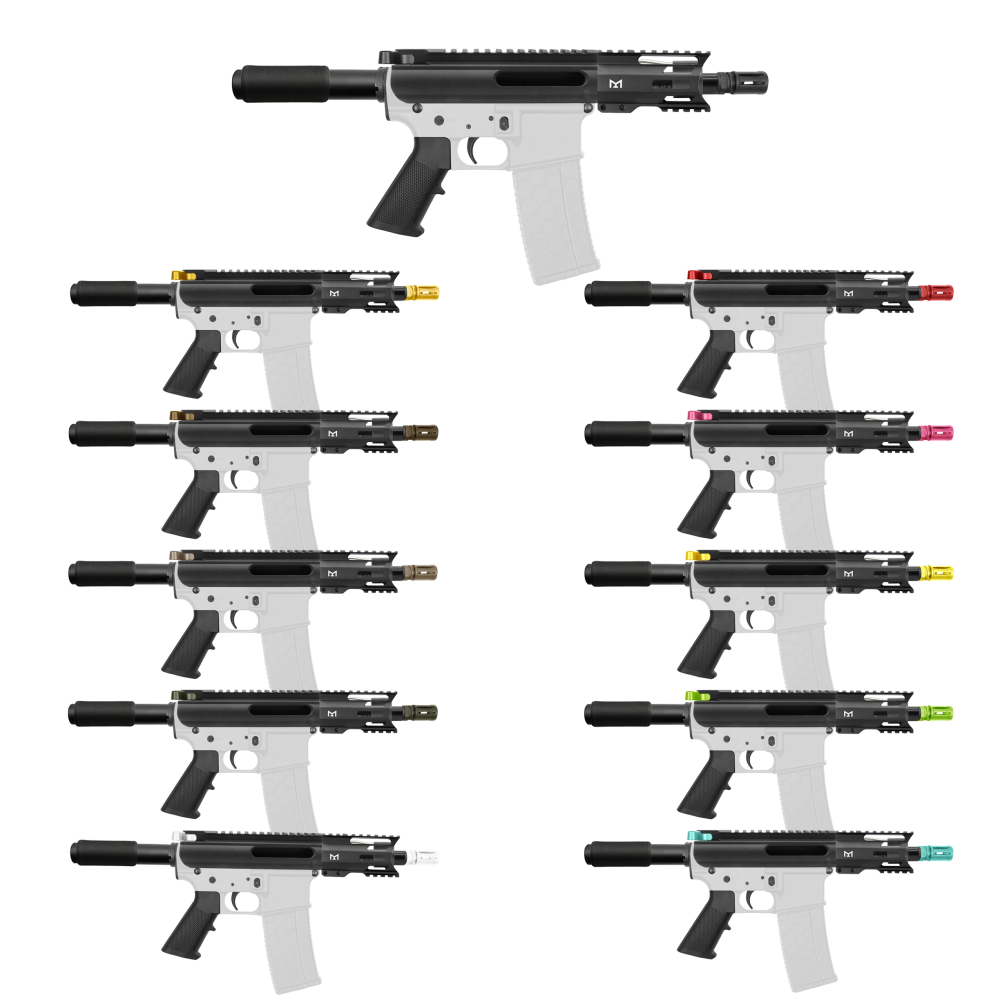 AR-15 5.56 NATO 5'' PISTOL KIT - FORGED UPPER WITH 4'' M LOK HANDGUARD- SLICK SLIDE - COLOR OPTION