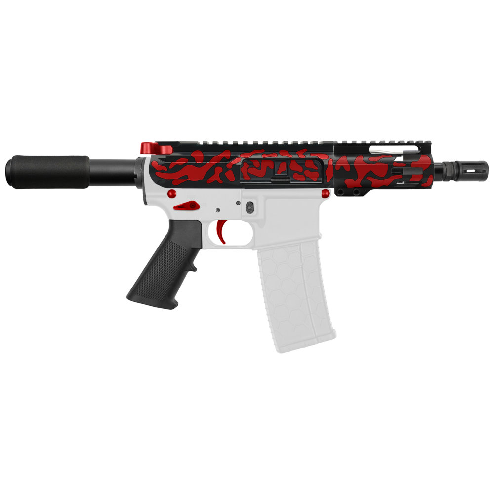 AR-15 5.56 NATO 5'' PISTOL KIT - BILLET UPPER WITH 4'' HANDGUARD - CERAKOTE CAMO RED - V2