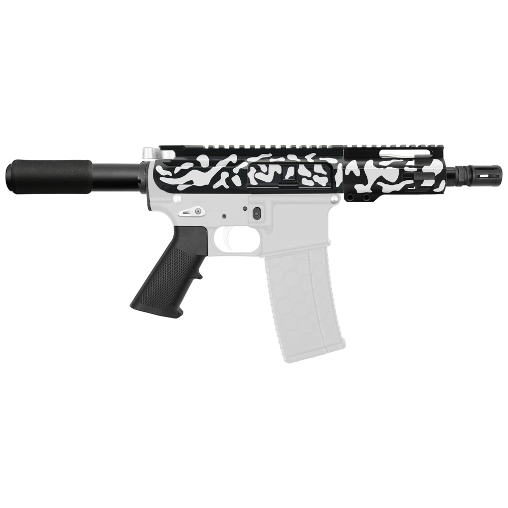 AR-15 5.56 NATO 5'' PISTOL KIT - BILLET UPPER WITH 4'' HANDGUARD - CERAKOTE CAMO WHI - V2