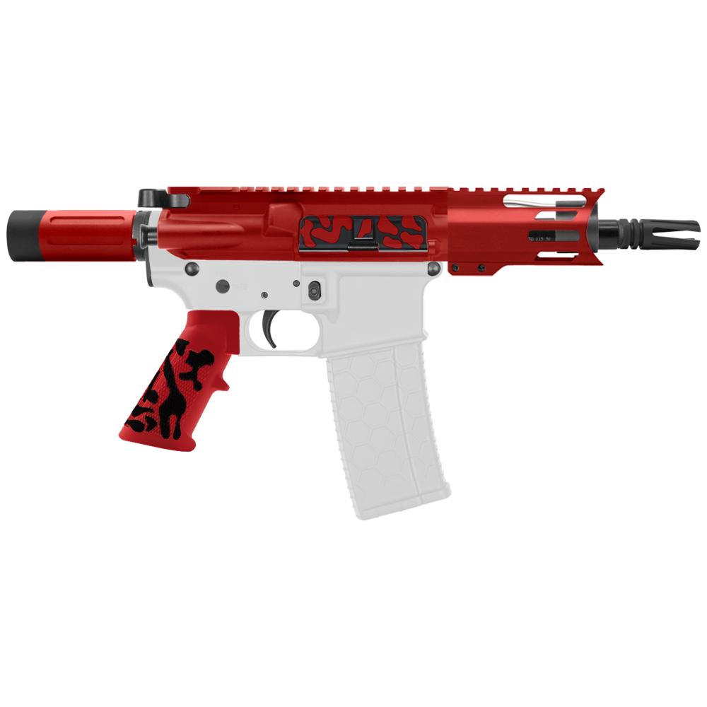 AR-15 5.56 NATO 5'' PISTOL KIT - BILLET UPPER WITH 4'' HANDGUARD C CUT - CERAKOTE CAMO RED