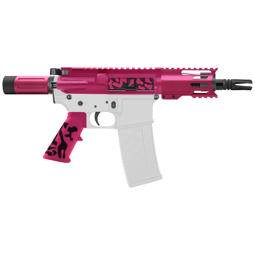 AR-15 5.56 NATO 5'' PISTOL KIT - FORGED UPPER WITH 4'' HANDGUARD C CUT - CERAKOTE CAMO PNK