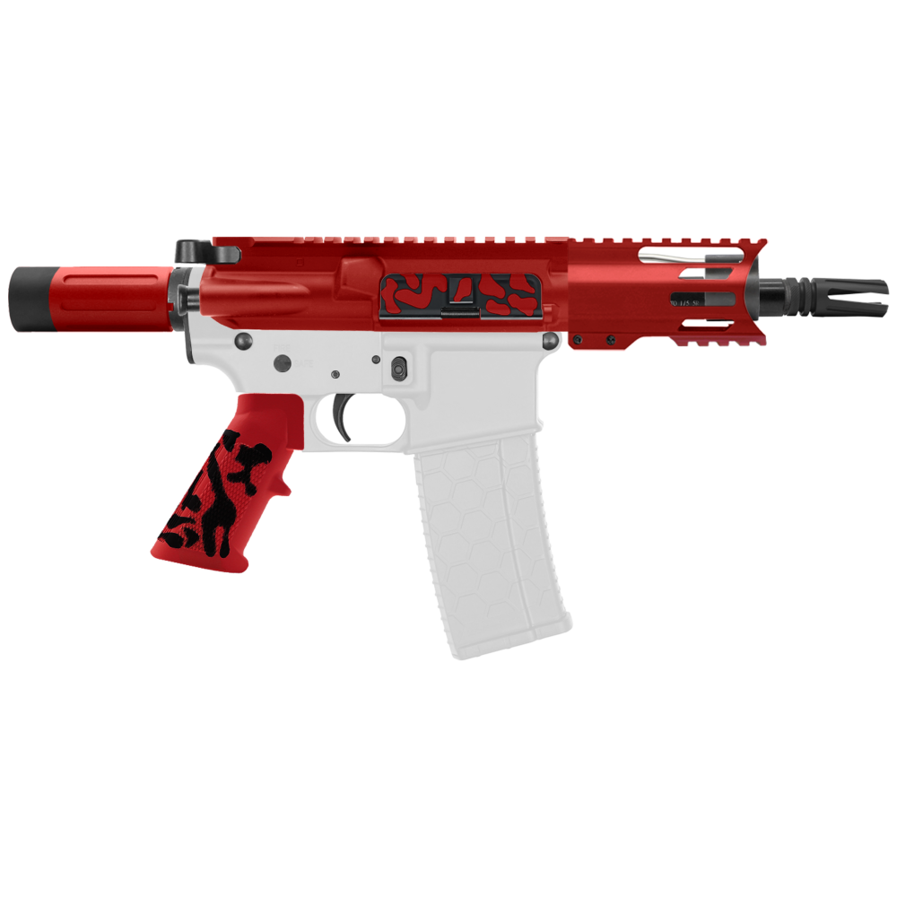 AR-15 5.56 NATO 5'' PISTOL KIT - FORGED UPPER WITH 4'' HANDGUARD C CUT - CERAKOTE CAMO RED