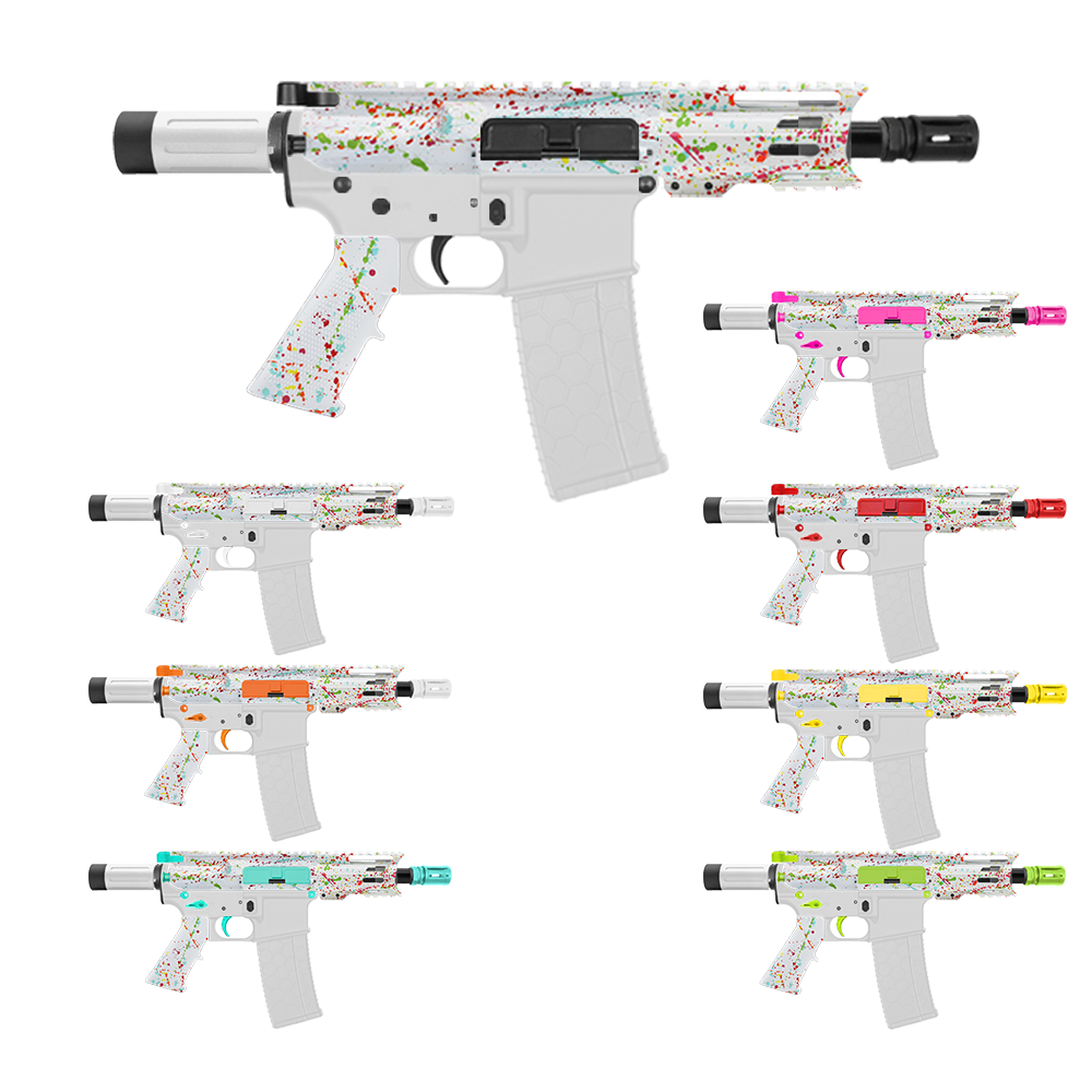 AR-15 5.56 NATO 5'' PISTOL KIT - FORGED UPPER WITH 4" Handguard "C" Cut - ST-MICRO - CERAKOTE WHI SPLATTER