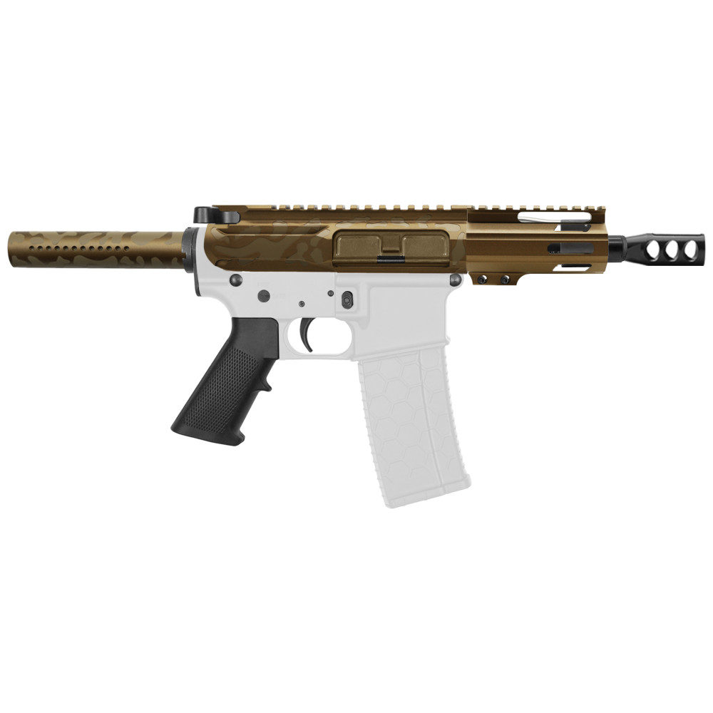 AR-15 5.56 NATO 5'' PISTOL KIT - SIDE CUT BILLET UPPER WITH 4'' HANDGUARD - CERAKOTE CAMO BBR