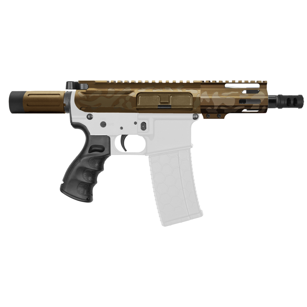 AR-15 5.56 NATO 5'' PISTOL KIT - SIDE CUT BILLET UPPER WITH 4'' HANDGUARD - V3 - CERAKOTE CAMO BBR