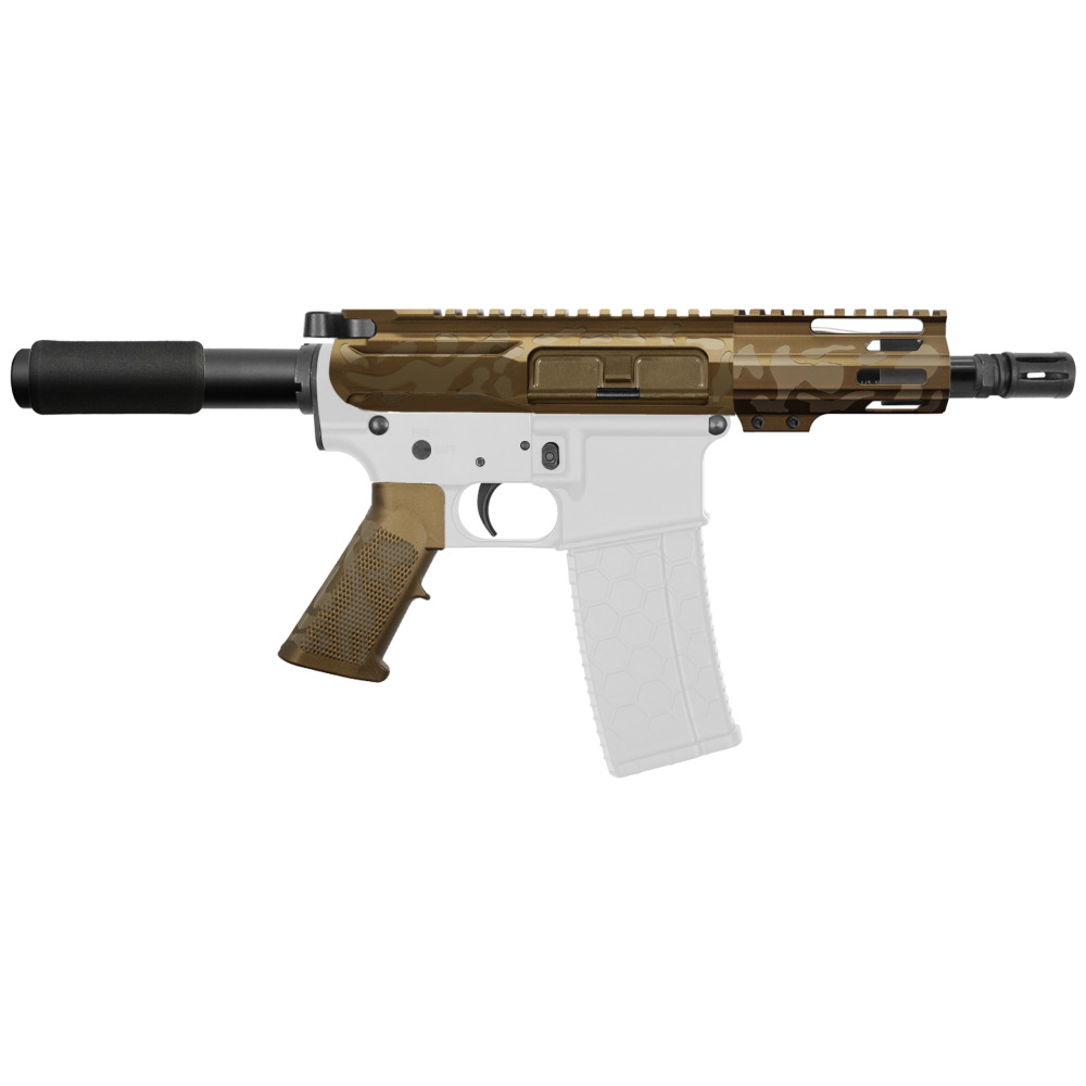 AR-15 5.56 NATO 5'' PISTOL KIT - SIDE CUT BILLET UPPER WITH 4'' HANDGUARD - CERAKOTE CAMO BBR - V4