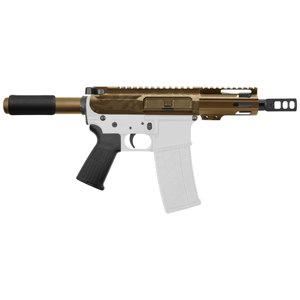 AR-15 5.56 NATO 5'' PISTOL KIT - SIDE CUT BILLET UPPER WITH 4'' HANDGUARD - CERAKOTE CAMO BBR - V5