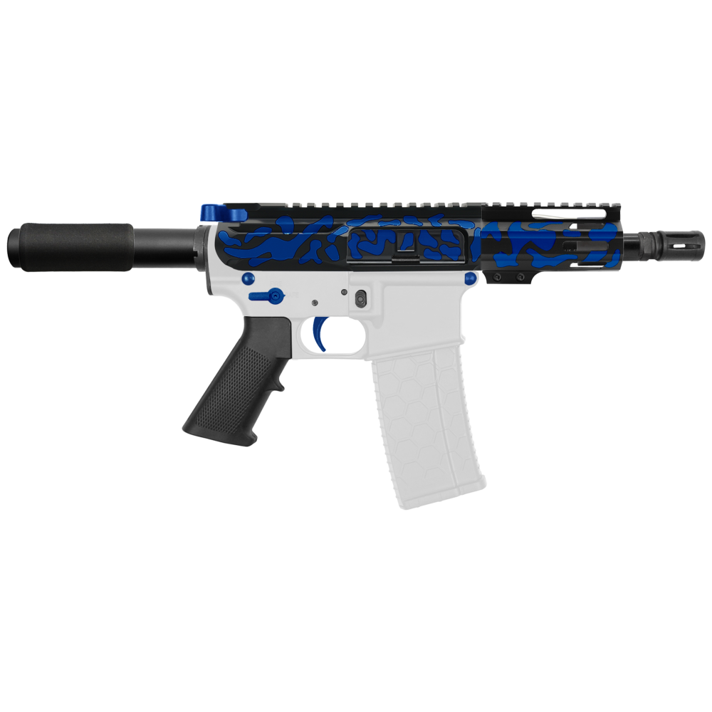 AR-15 5.56 NATO 5'' PISTOL KIT - SIDE CUT BILLET UPPER WITH 4'' HANDGUARD - CERAKOTE CAMO BLU - V2