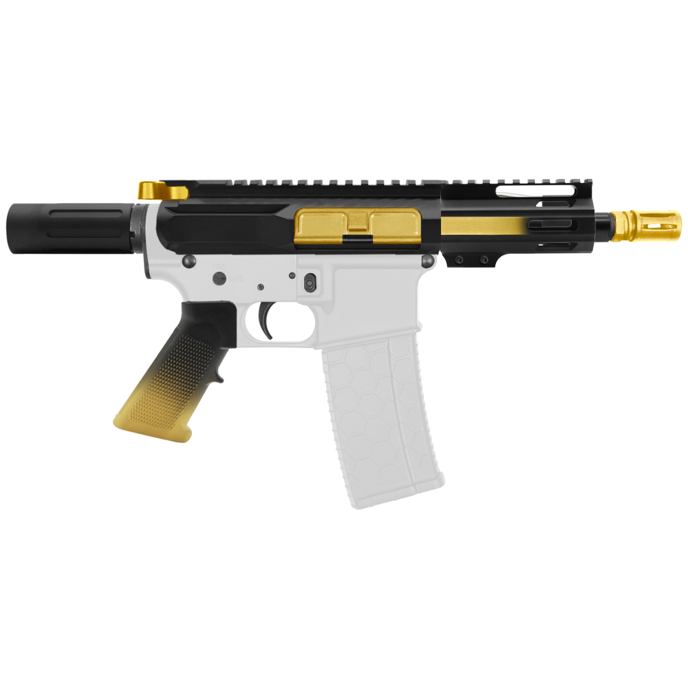 AR-15 5.56 NATO 5'' PISTOL KIT - SIDE CUT BILLET UPPER WITH 4'' HANDGUARD - CERAKOTE GRADIENT GOLD